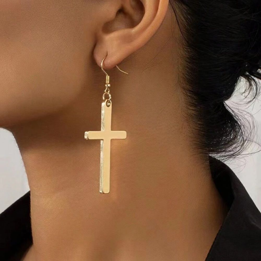3for$20 NEW 1pair Vintage Metallic Cute Cross Shaped Dangle Earrings